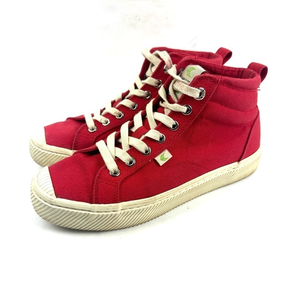 Cariuma OCA High Top Sneakers Womens 7 Red‎ Canvas Lace Up Mens 5.5 Shoes